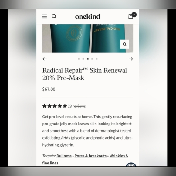 5/75$ ONEKIND Radical Repair 20% Skin Renewal Pro-Mask - Picture 7 of 10